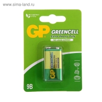 Батарейка солевая GP Greencell Extra Heavy Duty, 6F22-1BL, 9В, крона, блистер, 1 шт.