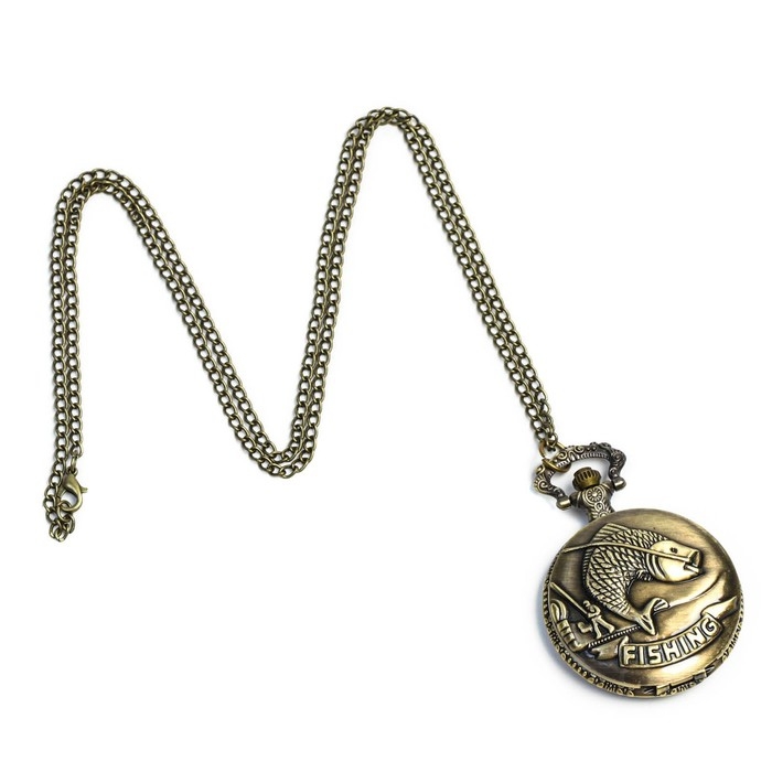 Часы карманные Часы карманные "Рыбалка", кварцевые, d-4.5 см, цепочка l-80 см