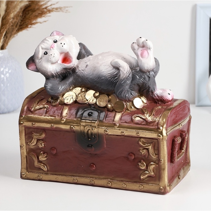 Копилка Копилка "Кот на сундуке" 23х13х22см, цветной