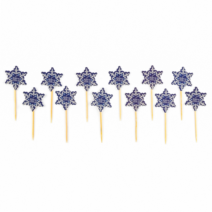 Новогодние шпажки «С Новым Годом!», снежинка, набор 12 шт. Новогодние шпажки «С Новым Годом!», снежинка, набор 12 шт.