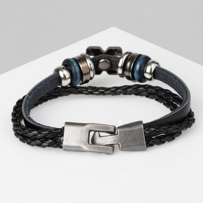 Браслет унисекс «Стиль» икс фактор, цвет чёрный с чернёным серебром, 21,5 см