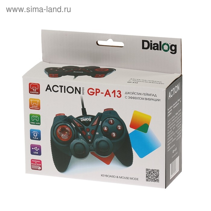 Геймпад Dialog Action GP-A13, проводной, вибрация, для PC, PS2/3, USB, черно-красный Геймпад Dialog Action GP-A13, проводной, вибрация, для PC, PS2/3, USB, черно-красный