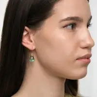 Серьги висячие &laquo;Капля&raquo;, голубые в золоте