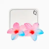 Серьги пластик "Цветок Лилии" прозрачные, блёстка, цвет розово-голубой