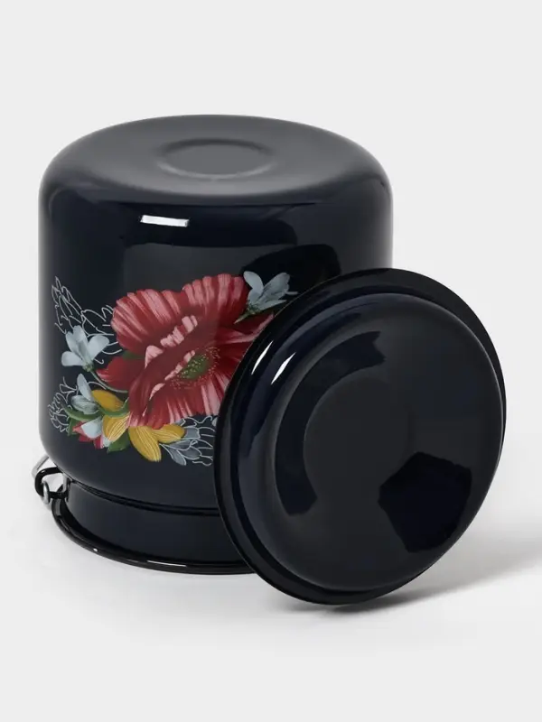 Бидон эмалированный &laquo;Апрель&raquo;, 3 л, с ручкой и крышкой, чёрный