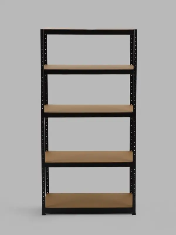 Стеллаж металлический для склада напольный, 5 полок, 180&times;90&times;40 см, чёрный