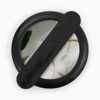 Зеркало с ручкой, складное, двустороннее, с увеличением х2, 8.3&times;10&times;1.3 см, (d=6.4 см), чёрное