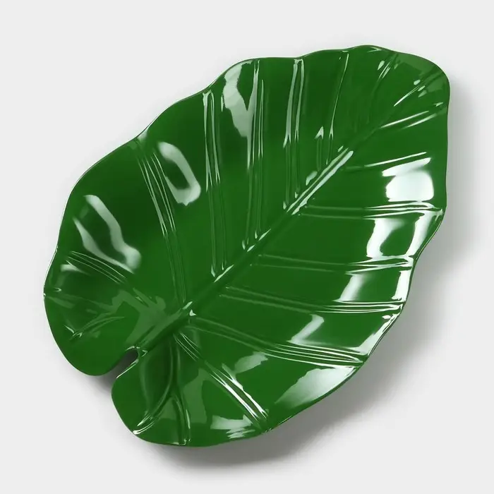 Блюдо для подачи &laquo;Лист&raquo;, пластик, 25&times;17&times;2 см, зелёное
