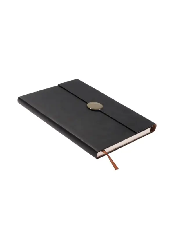 Ежедневник недатированный формат А5, с клапаном, 96л, линия, пвх, Черный Ежедневник недатированный формат А5, с клапаном, 96л, линия, пвх, Черный