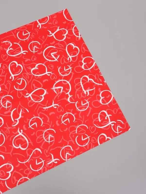 Пленка для цветов, "Сердца", красная, 57х57 см