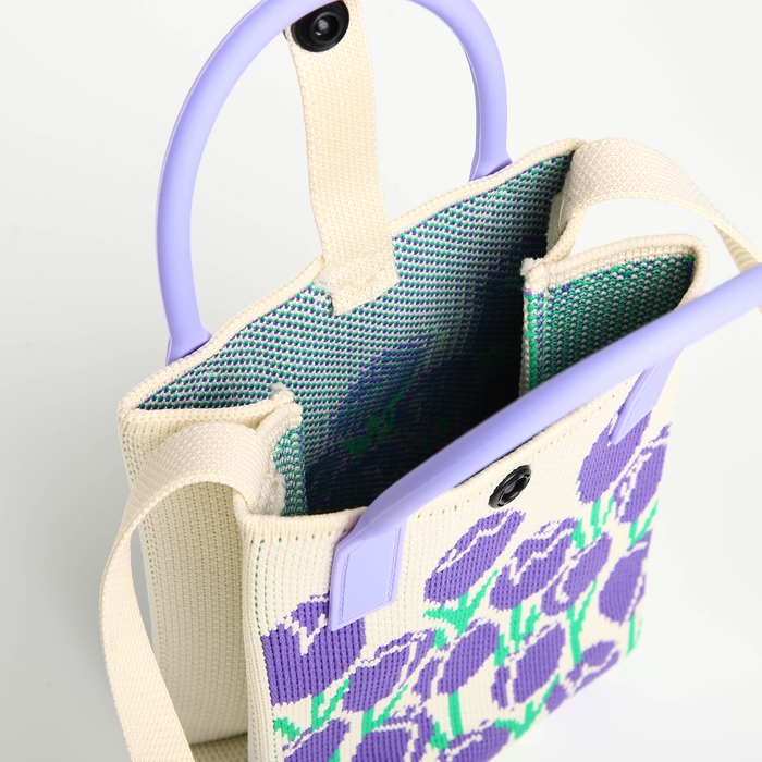 Сумка на кнопке «Выбражулька», цвет бежевый/сиреневый