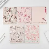 Тетрадь в клетку, 48 л., А5, на скрепке, блок №1 «Нежная ботаника» МИКС Тетрадь в клетку, 48 л., А5, на скрепке, блок №1 «Нежная ботаника» МИКС