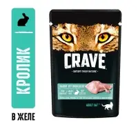 Влажный корм Crave для кошек, пауч кролик в желе 70 г