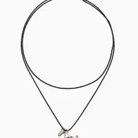 Кулон на шнурке "Конь", цвет чёрный в серебре,  L=51 см