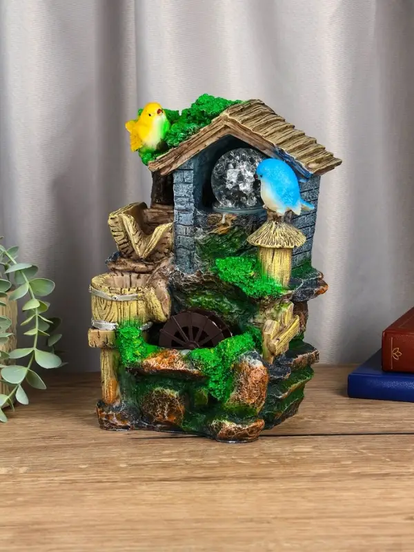 Фонтан "Птички на крыше" 24х15х12 см (с подсветкой)