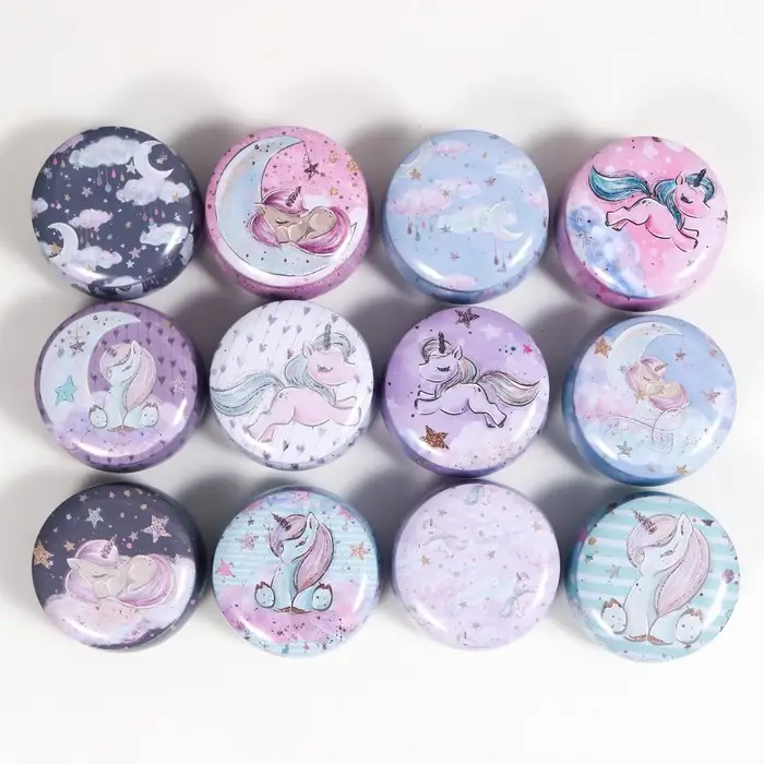 Шкатулка металл круглая Шкатулка металл круглая "Единорожек" МИКС 5х6,5х6,5 см