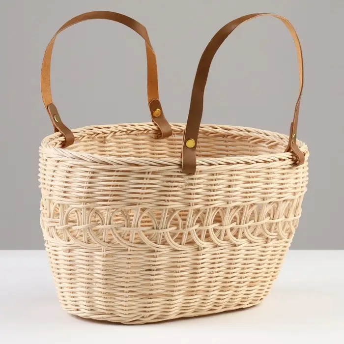 Корзина плетеная, 27 x 19 x 15/31 см, бежевая, ротанг