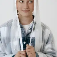 Дождевик детский RainDrop Kids, белый, 8 лет (рост 118-128)