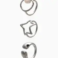 Набор колец 3 шт "Новый стиль" космос, размер МИКС, цвет белый в серебре