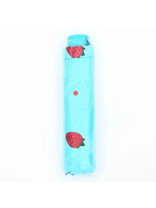 Зонт механический &laquo;Ягоды&raquo;, эпонж, 4 сложения, 8 спиц, R=49/55 см, d=98 см, голубой