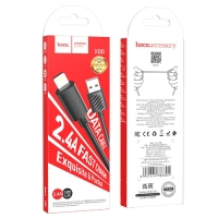 Кабель Hoco X88, Lightning - USB, 2.4 А, 1 м, ПВХ, чёрный