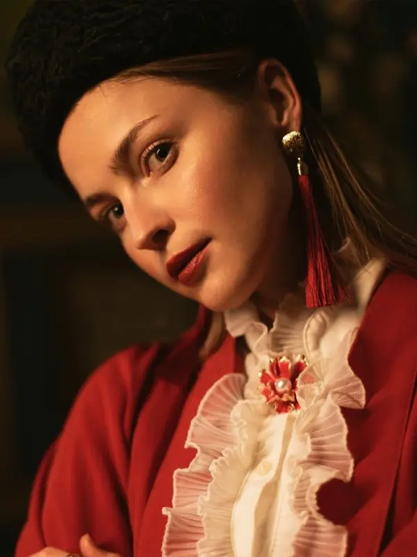 Брошь &laquo;Цветок Морской&raquo;, красная, белый в золоте