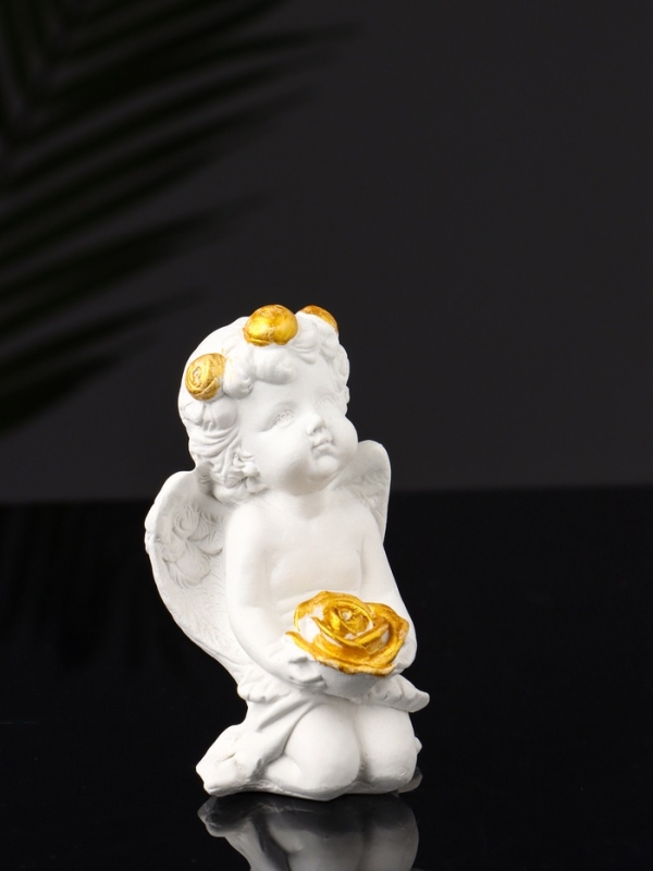 Набор фигур "Ангелы на подносе" 20х10х16 см, белый