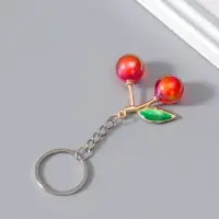 Брелок пластик "Вишенки с листьями" МИКС 4х4х1,5 см