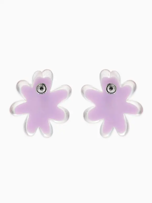 Серьги пластик &laquo;Цветочек летний&raquo;, с блёсткой, фиолетовые
