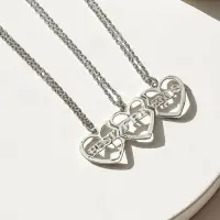 Кулоны на цепочке &laquo;Неразлучники&raquo;, с надписью best friends, 3 шт. цвет серебро, 40 см