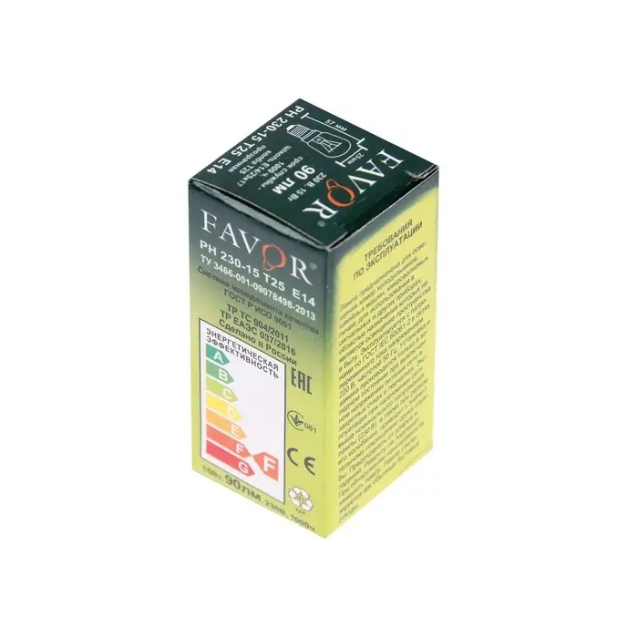 Лампа накаливания Favor, Е14, 15 Вт, 230 В, для холодильников и швейных машин Лампа накаливания Favor, Е14, 15 Вт, 230 В, для холодильников и швейных машин
