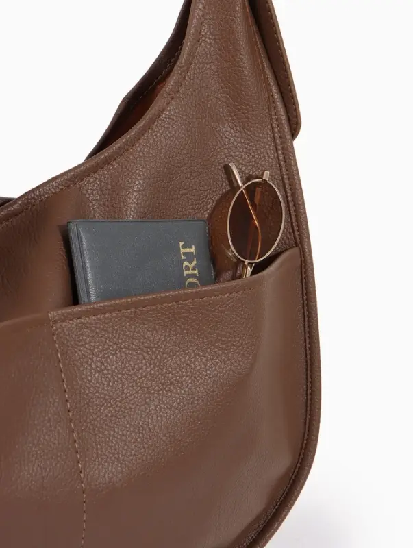 Сумка - мешок женская TEXTURA, на магните, с косметичкой, 34&times;12&times;27 см, коричневая