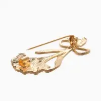 Брошь  "Гвоздика" с лентой, цвет красный в золоте