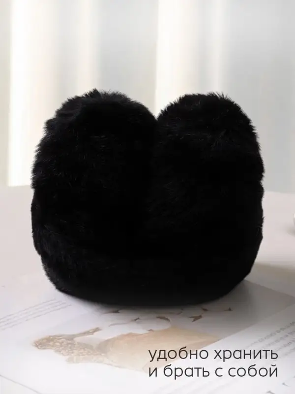 Меховые наушники складные женские MINAKU, чёрные, размер 54-58 Меховые наушники складные женские MINAKU, чёрные, размер 54-58