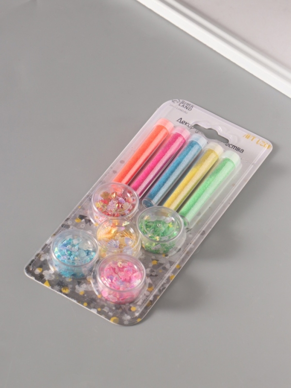 Глиттер Глиттер "Пудра и пайетки" неон набор 5х6 гр и 5х5 гр 21,4х9,3 см