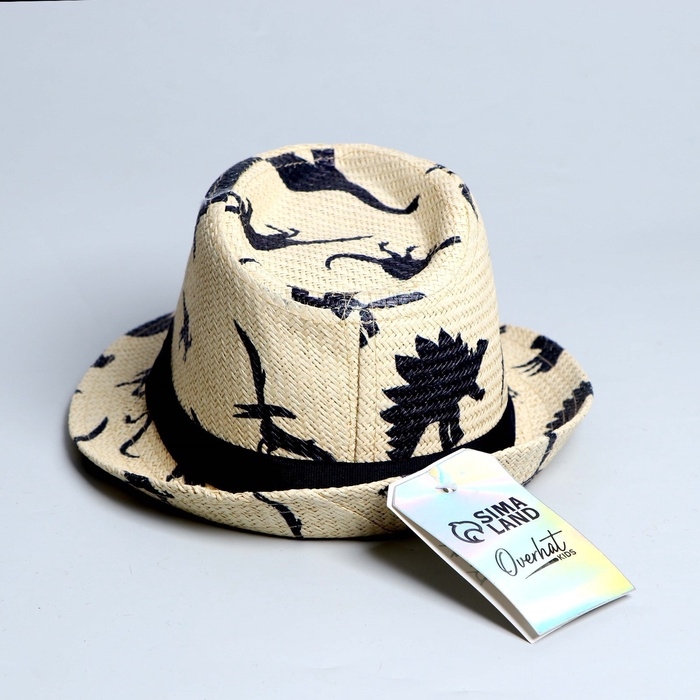 Панама детская соломенная для мальчика «Динозаврики», р-р 52-54 Панама детская соломенная для мальчика «Динозаврики», р-р 52-54