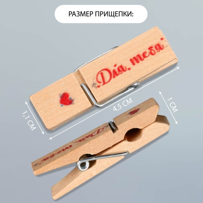 Декор для творчества дерево Декор для творчества дерево "Прищепка - Для тебя" набор 10 шт