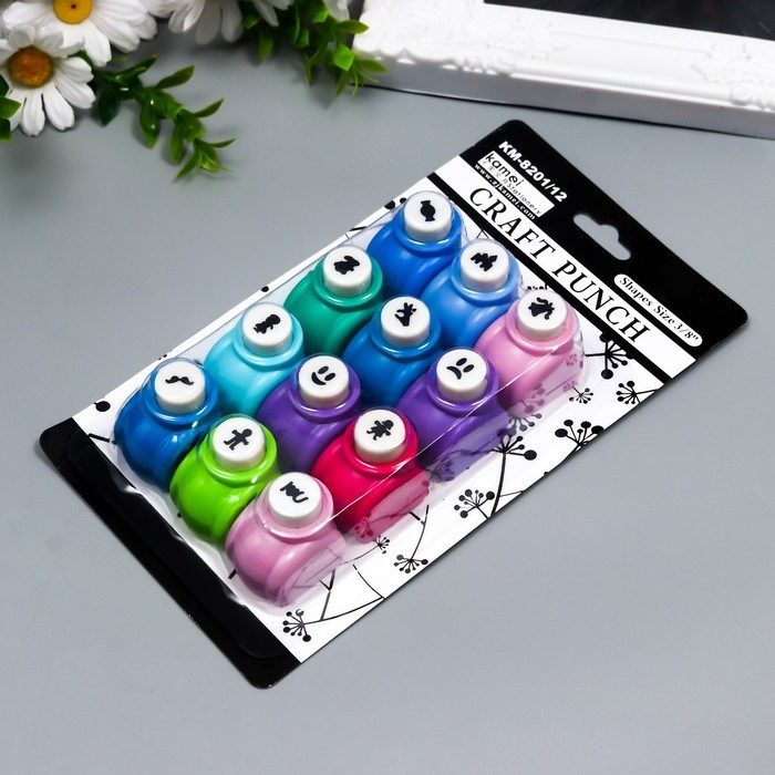 Набор фигурных дыроколов 12 шт рисунок 1 см МИКС 21х10х3 см Набор фигурных дыроколов 12 шт рисунок 1 см МИКС 21х10х3 см