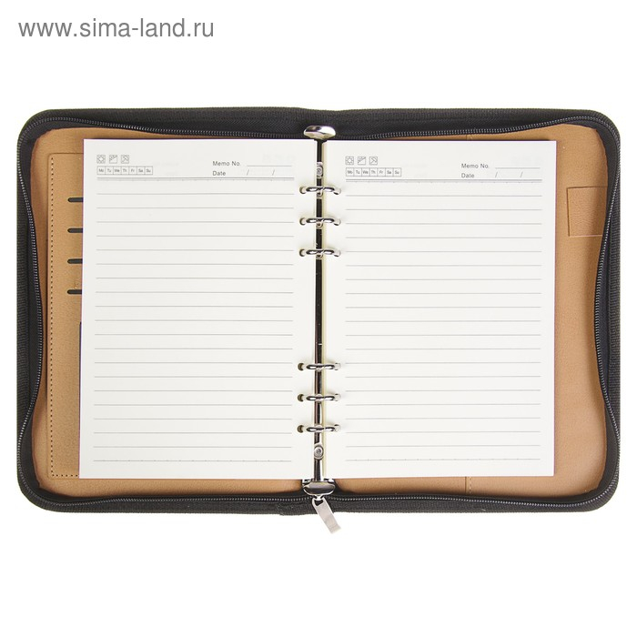 Органайзер на кольцах А5, 100 листов в линейку, с калькулятором, на молнии, чёрный Органайзер на кольцах А5, 100 листов в линейку, с калькулятором, на молнии, чёрный