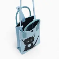 Сумка подр Коты, 12*4*17, отд на кнопке, дл ремень, голубой