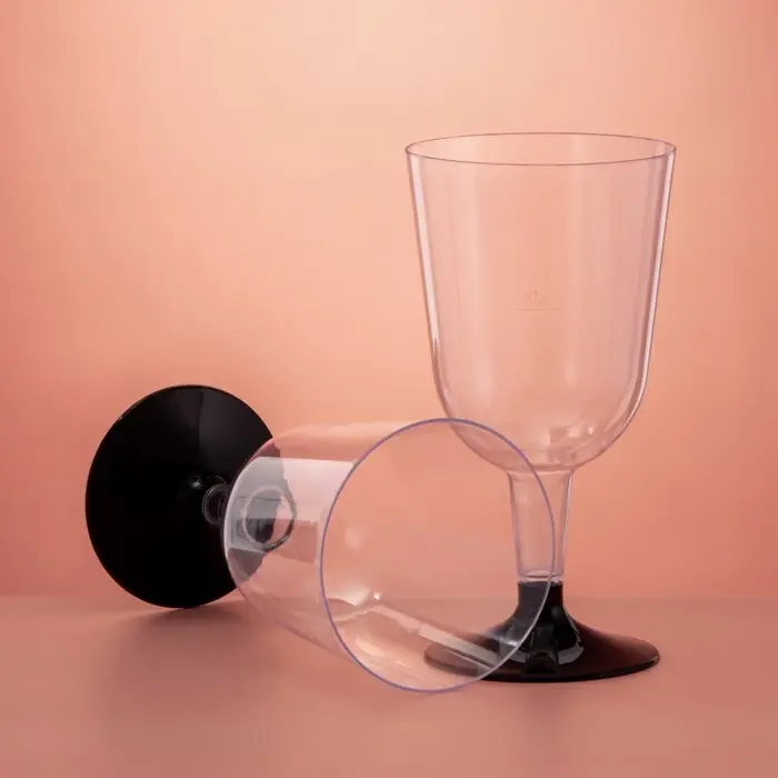 Бокал пластиковый одноразовый для вина, 200 мл, прозрачный, МИКС