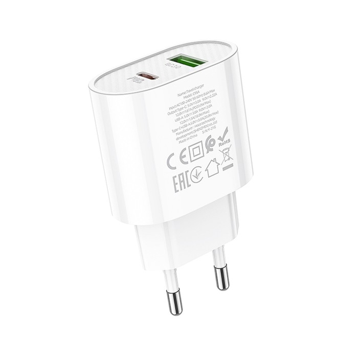 Сетевое зарядное устройство Hoco C95A, Type-C - PD 20 Вт 3 А, USB QC3.0 - 18 Вт 3 А, белый Сетевое зарядное устройство Hoco C95A, Type-C - PD 20 Вт 3 А, USB QC3.0 - 18 Вт 3 А, белый