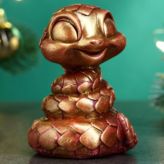 Новый год. Символ 2025. Фигура Новый год. Символ 2025. Фигура "Змея Рубин" бордовая-золото, 6х5см