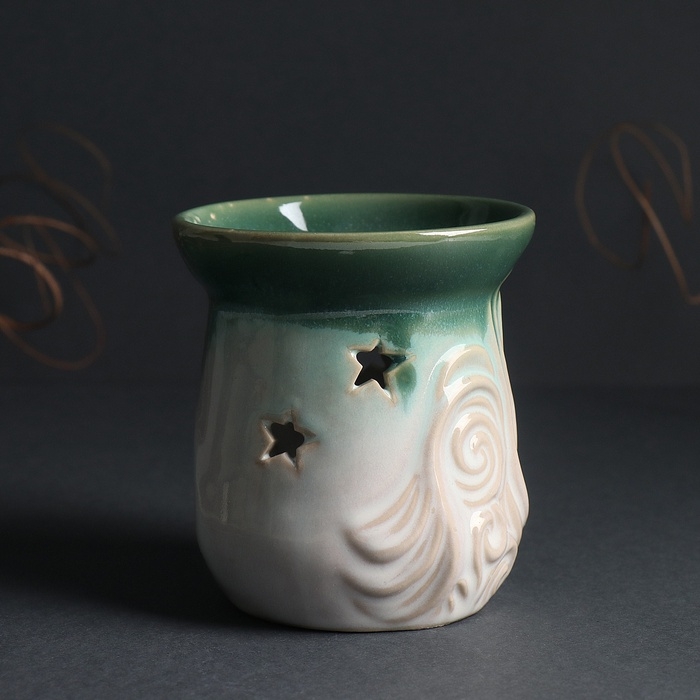 Аромалампа керамика  Аромалампа керамика "Море волнуется" зеленый 8,6х8,6х9,8 см