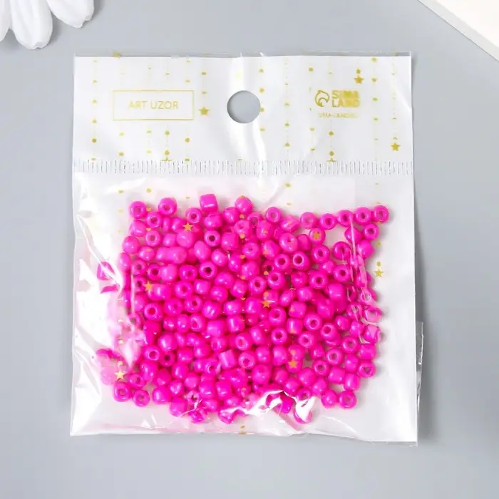 Бисер круглый 6/0  Бисер круглый 6/0 "Фиолет неон" 20 гр