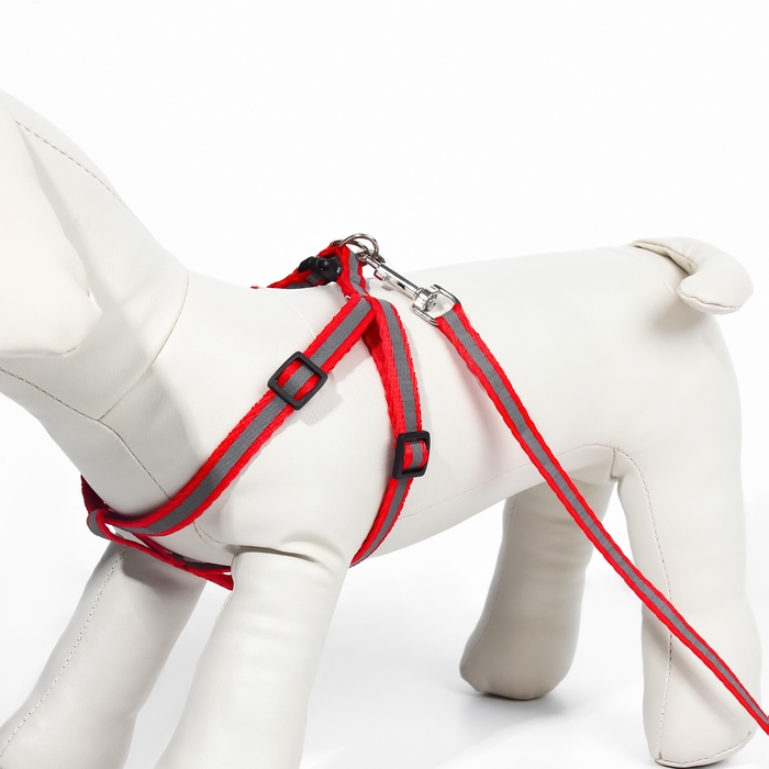 Комплект со светоотражающей лентой, ошейник 120 х 1 см, ОГ 26-40 см, красный Комплект со светоотражающей лентой, ошейник 120 х 1 см, ОГ 26-40 см, красный