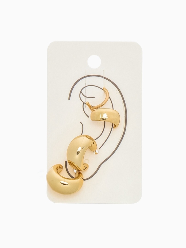 Набор серьги и каффы 4 шт. «Бублик», цвет золото