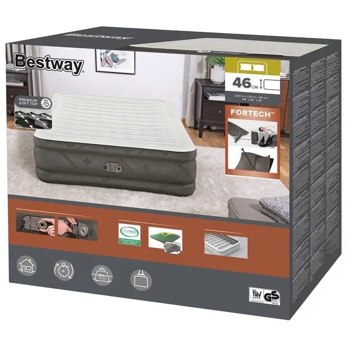 Кровать надувная Queen, 203&times;152&times;46 см, со встроенным электронасосом, 69050 Bestway