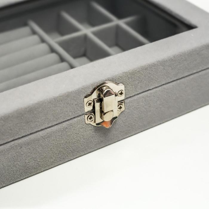 Шкатулка для украшений «Серый туман», бархат, с замком, 4.5×20×15 см