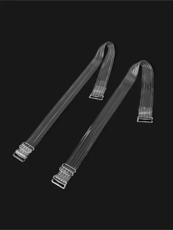 Лямки для бюстгальтера, силиконовые, фурнитура металл, 5 полос, 1.9 см, 37 см, пара, прозрачные Лямки для бюстгальтера, силиконовые, фурнитура металл, 5 полос, 1.9 см, 37 см, пара, прозрачные